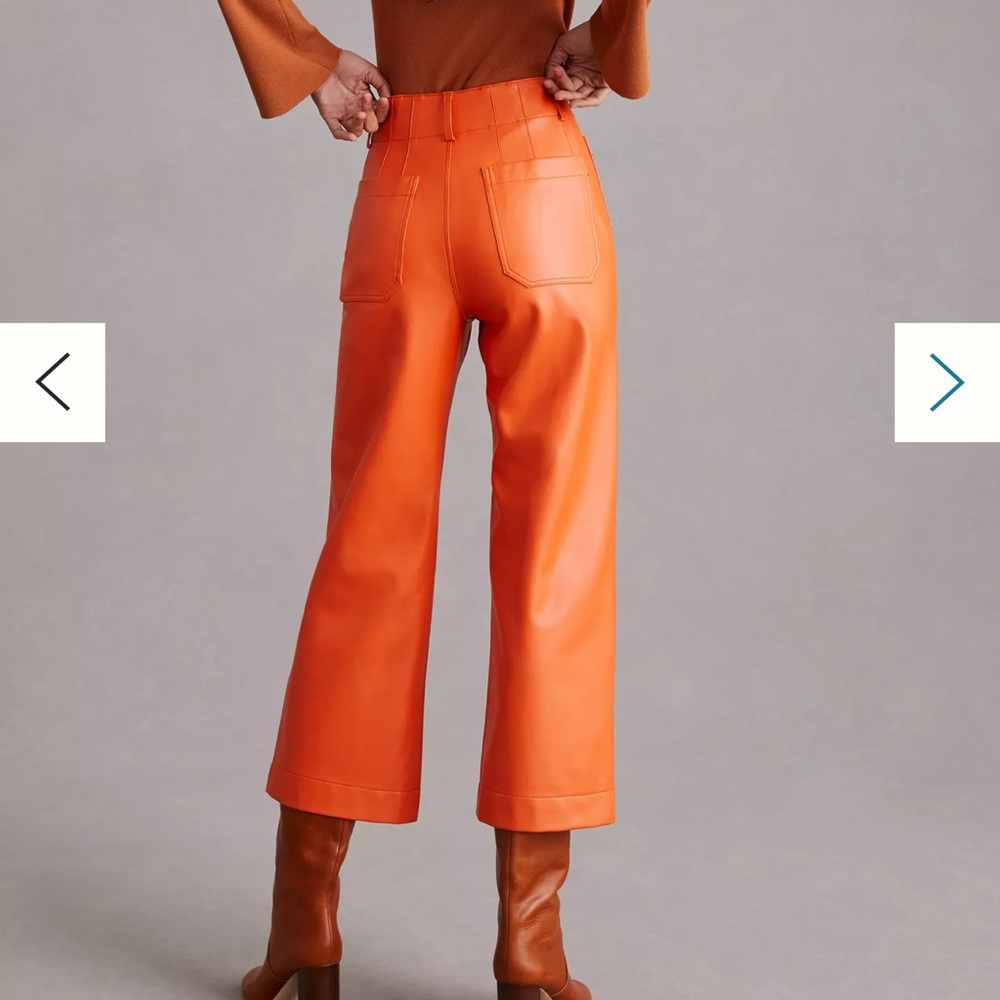 Maeve Colette Cropped Wide-Leg Faux Leather Pants